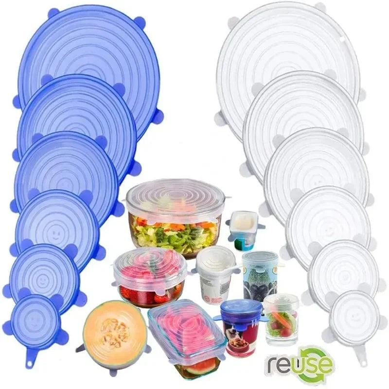 Kit 6 Tampas Silicone Universal Flexível, Lavável de Silicone - Vollpo