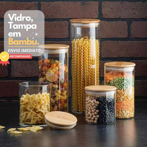 Kit Hermético Vidro & Bambu