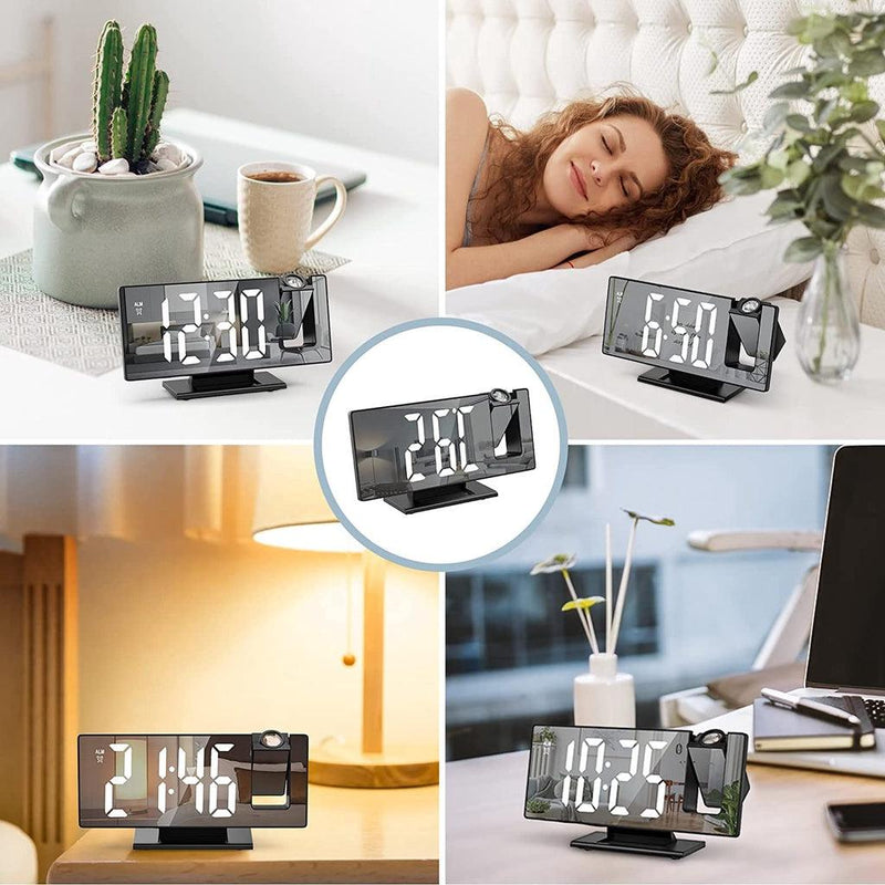 Relogio Projetor Multifuncional Despertador Alarme Temperatura Digital Tela LED De Mesa - Vollpo
