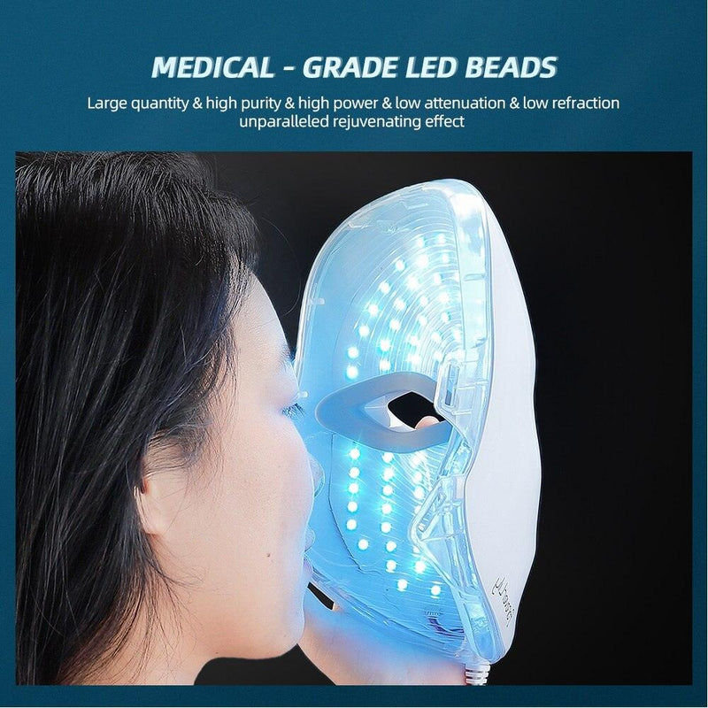 Máscara Facial LED 7 Cores, Terapia Photon Anti-Acne, Remoção de Rugas e Rejuvenescimento do Rosto - Vollpo